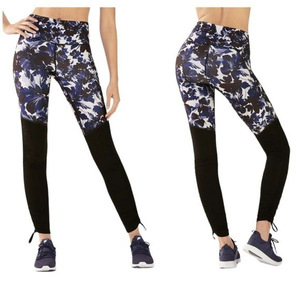 Fabletics Womens Purple Black‎ Floral Cashel Foldover Powerform Leggings Small